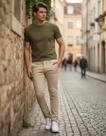 Calça Masc. Sarja Chino Slim Yacht Master Areia