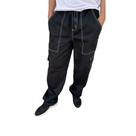 Calca Masculina Cargo Dazzling Cargo Preto Com Linha Branca Extra Grande Bolso Original Homem