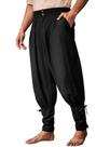 Calça masculina medieval de algodão preto Runcati com cadarço