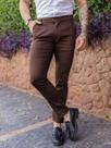 Calça Masculina Sarja Alfaiataria Skinny Premium Acetinada Marrom Expresso - Conquest