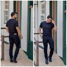 Calça masculina skinny-preta Calça masculina skinny-preta