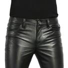 Calça Masculina Slim Fit de Couro PU - Estilo Rock e Motociclista