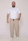 Calça Masculino Plus Size Sarja Bege Escuro