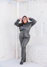 Calça material sintético Plus Size Cintura Alta Moda Inverno Calça material sintético Plus Size Cintura Alta Moda Inverno