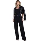 Calça Max Denim Wide Leg Feminino - Preto