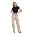 Calça Max Denim Wide Leg Jogger Cargo Premium Fem - Areia