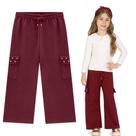Calça Menina Milon Wide Leg Moletinho c/ Pérolas cor Vinho Tamanho:14 Calça Menina Milon Wide Leg Moletinho c/ Pérolas cor Vinho Tamanho:14