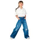 Calça Menina Wid e Leg Extreme Mania Kids Jeans Escuro