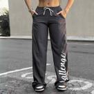 Calça Modelo Largo Blogueira Com Estampa Challenge Cinza