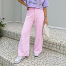 Calça Moletinho Track Feminina Rosa Bebê Confortável Estilo Urbano tamanho M