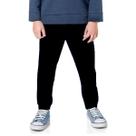 Calça Moletom bebe Infantil flanelado 1 a 3 anos Basico Preto Inverno Uniforme Escolar dia a dia punho algodão Menino Baby Deluxe