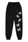 Calça Moletom Estampada Borboleta Branca Estilo