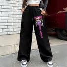 Calça Moletom Feminina Masculina Wide Leg Barra Reta Inverno Caveira Streetwear