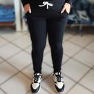 Calça Moletom Feminino Confortável Tecido Malha Crepe Preta M G e GG