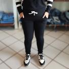 Calça Moletom Feminino Inverno Frio Tecido Malha Crepe Preta M G e GG