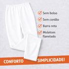 calça moletom flanelada cor branca sem bolso com barra reta