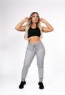 Calça Moletom Jogger Feminina Cinza com Punho
