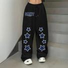Calça Moletom Unissex Star Estrelas Streetwear Hype Wide Leg Larga