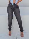 Calça Mom Feminina Marmorizada Preta/Cinza/Chumbo Cintura alta