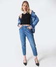 Calça Mom Jeans Bolsos Cintura Alta-13011 Calça Mom Jeans Bolsos Cintura Alta-13011