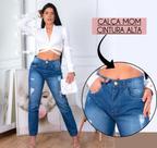 Calça Mom Larga Feminina Super Estilosa Cintura Alta Jeans
