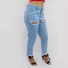 Calça Mom Rasgo Jeans Feminina Super Estilosa Blogueira Top