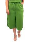 Calça Pantacourt Plus Size Liocel Verde Oliva Cós Elástico Cambos Jeans