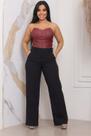 Calça Pantalona Alfaiataria Feminina Social Cintura Alta Com bolso na frente e ziper - Calça Pantalona Alfaiataria Feminina Social Cintura Alta Com bolso na frente e ziper -