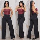 Calça Pantalona Alfaiataria Feminina Social Cintura Alta Com bolso na frente e ziper -