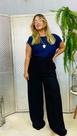 Calça Pantalona Bolsos de Viscose Ajustável