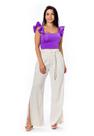 Calça Pantalona de Linho Com Lastex Calça Pantalona de Linho Com Lastex