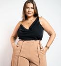 Calça pantalona detalhe corente cor bege