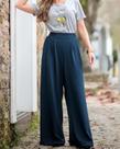 Calça pantalona duna elegante social reta com cós frontal liso tam. m