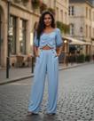 Calça Pantalona E Cropped Conjunto Feminino Revanche Calça Pantalona E Cropped Conjunto Feminino Revanche