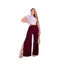Calça Pantalona Envelope Feminina Fendas Laterais Costa Alta