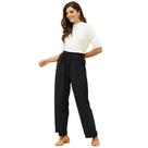 Calça Pantalona Feminina Cintura Alta Elástico Amarração