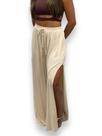 Calça Pantalona Feminina com Fenda Lateral Cintura Alta Viscolycra