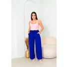Calça Pantalona Feminina Elegante em Crepe Duna Azul Royal