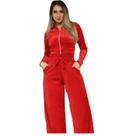 Calça Pantalona Feminina em Plush Vermelho FitWell com Cintura Elástica