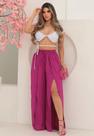 Calça Pantalona Feminina Fenda Na Frente Saida De Praia