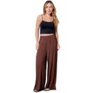 Calça Pantalona Feminina Lisa Malha Viscolycra com Pregas