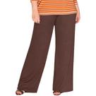Calça Pantalona Feminina, Plus Size, em Malha, Marrom