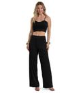 Calça Pantalona Feminina Texturizada Fluída Dianna Preto