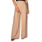 Calça Pantalona Feminina The Style Box com Bolso Cargo Bege