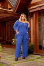 Calça Pantalona Giovana Malha Canelada Plus Size AZUL Calça Pantalona Giovana Malha Canelada Plus Size AZUL