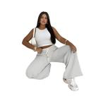 Calça Pantalona Hariany Elegância Bicolor com Cós Duplo Calça Pantalona Hariany Elegância Bicolor com Cós Duplo