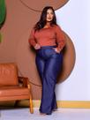 Calça Pantalona Jeans plus size Feminina tecido molinho Cintura Alta Com bolsos - Calça Pantalona Jeans plus size Feminina tecido molinho Cintura Alta Com bolsos -
