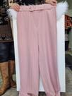 Calça pantalona linho rosa
