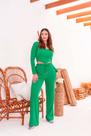 Calça Pantalona Longa Malha Com Textura De Amarrar 2 bolsos