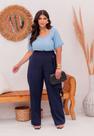 Calça Pantalona Plus Size Cargo com Cintura Alta Cor:BegeTamanho:46 Calça Pantalona Plus Size Cargo com Cintura Alta Cor:BegeTamanho:46